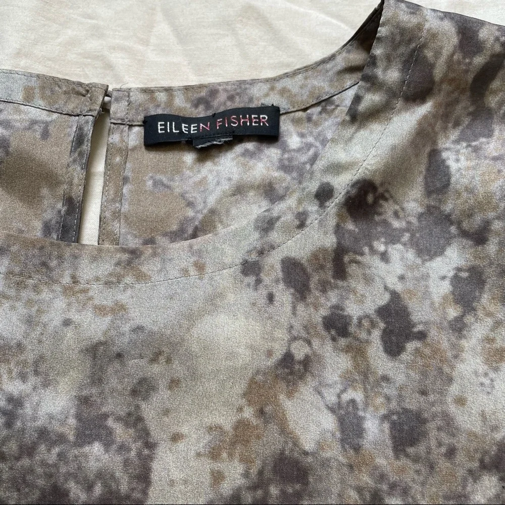 Eileen Fisher Grey Brown Seaspray silk short sleeve T-shirt top - Picture 4 of 7
